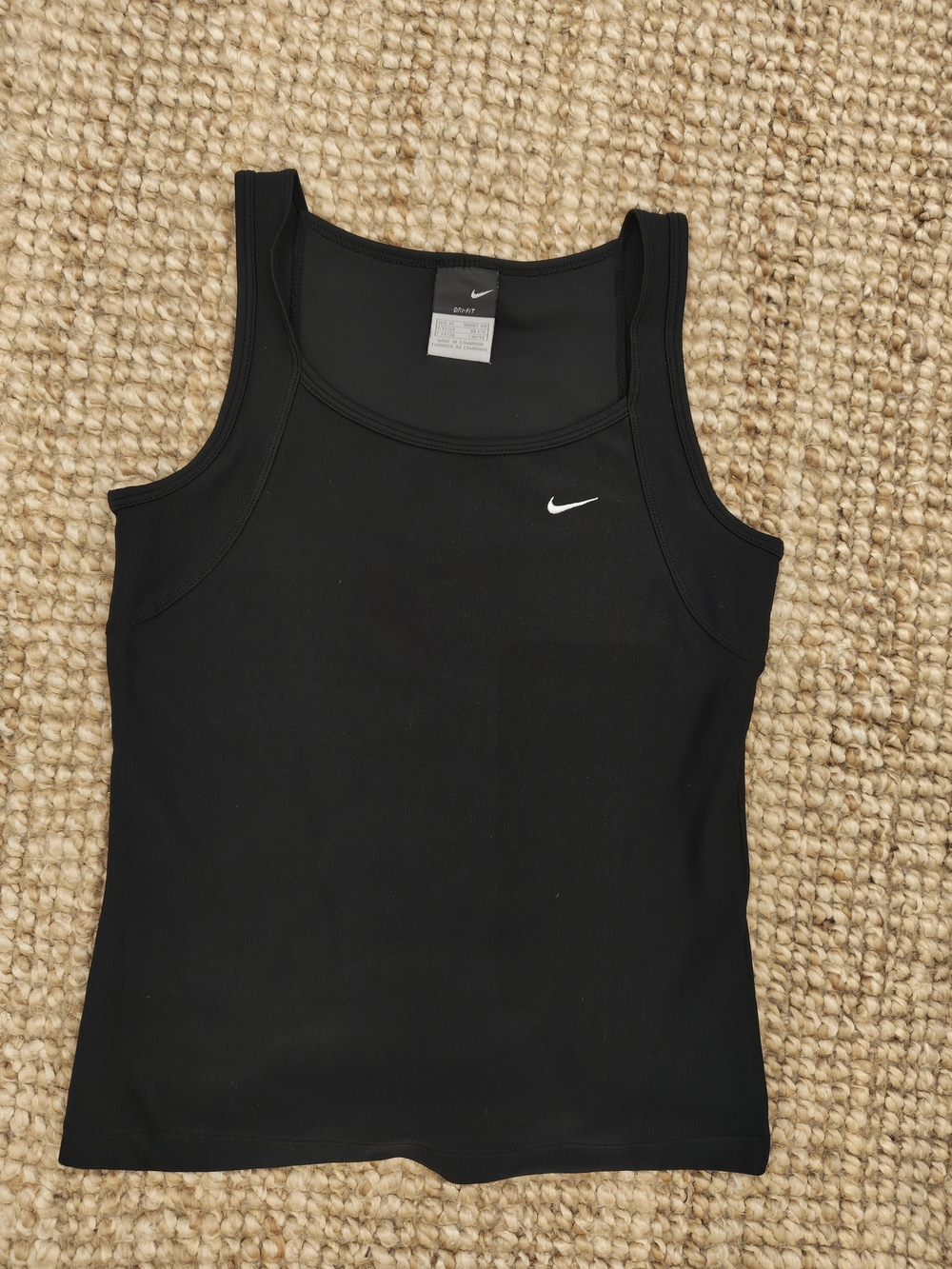 Vintage Y2K Nike Black Women's Performance Tank with White Swoosh